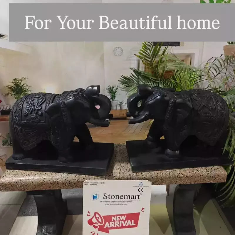 Elephant Statues in Black Marble vs White Marble: Which One to Choose and Why?